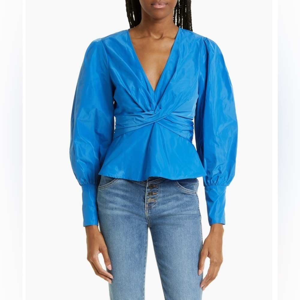 Veronica Beard Seema Twist Front Taffeta Blouse